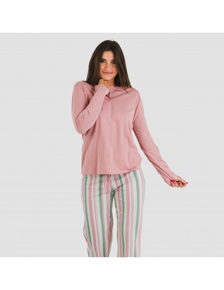 Pijama largo algodón Blondo rosa pijamas-largos-de-mujer