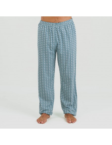 Pijama largo algodón hombre Draft verde menta pijamas-largos-hombre