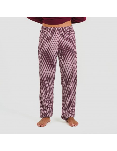 Pijama largo algodón hombre Sassy burdeos pijamas-largos-hombre