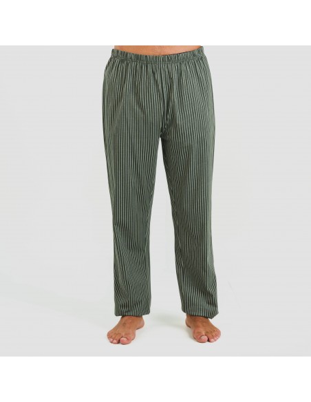 Pijama largo algodón hombre Raya Derek verde oscuro pijamas-largos-hombre