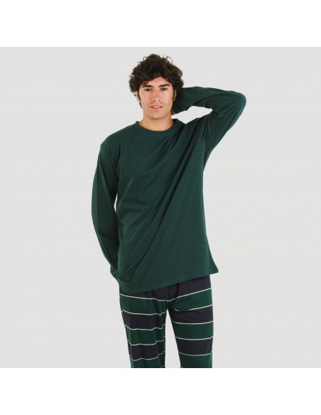 Pijama largo algodón hombre Lorenzo verde pijamas-largos-hombre