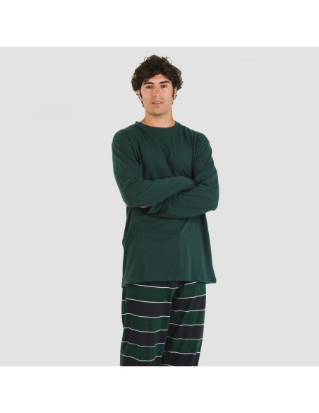 Pijama largo algodón hombre Lorenzo verde pijamas-largos-hombre