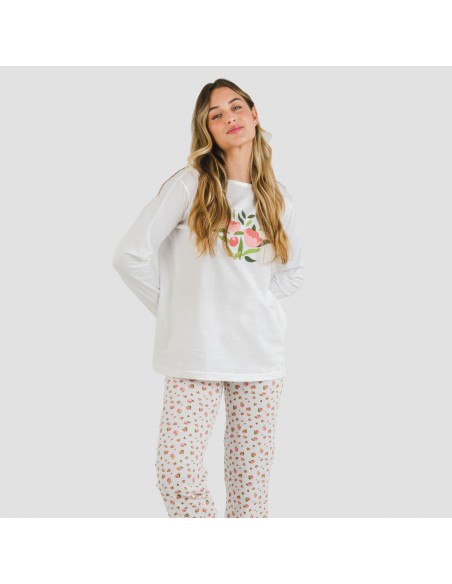 Pijama largo algodón Dona rosa pijamas-largos-de-mujer