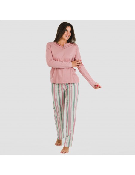 Pijama largo algodón Blondo rosa pijamas-largos-de-mujer