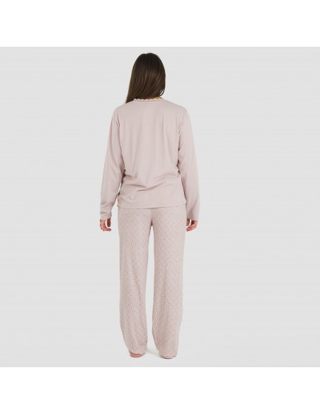 Pijama largo algodón Madrigal marsala pijamas-largos-de-mujer