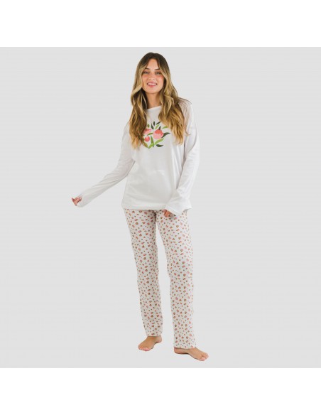 Pijama largo algodón Dona rosa pijamas-largos-de-mujer