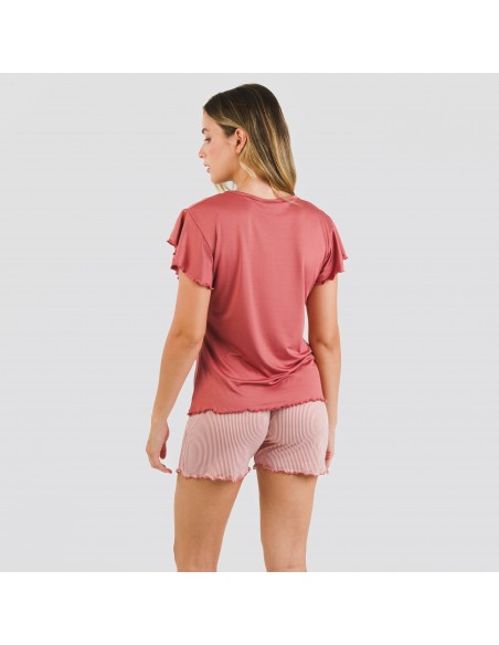 Pijama manga corta mujer soft Raya Aliena marsala pijamas-cortos-mujer