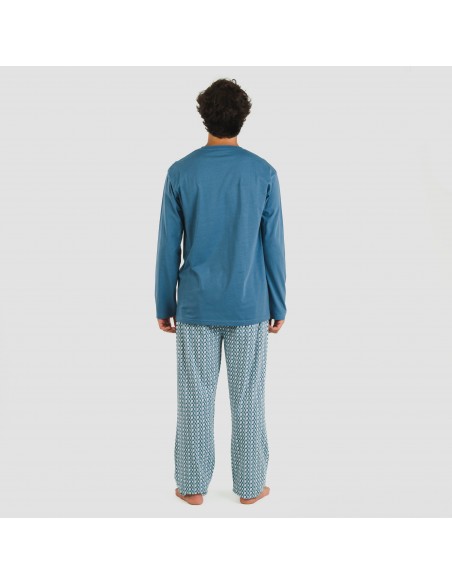 Pijama largo algodón hombre Draft verde menta pijamas-largos-hombre