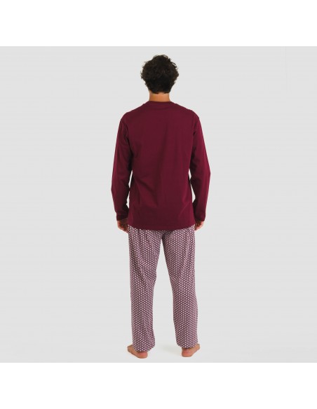 Pijama largo algodón hombre Sassy burdeos pijamas-largos-hombre