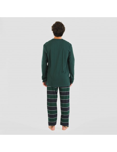 Pijama largo algodón hombre Lorenzo verde pijamas-largos-hombre