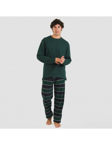 Pijama largo algodón hombre Lorenzo verde pijamas-largos-hombre