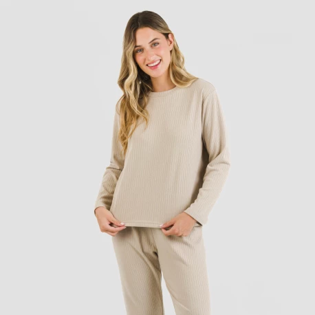 Pijama canalé Raya ancha lisa pijamas-largos-de-mujer