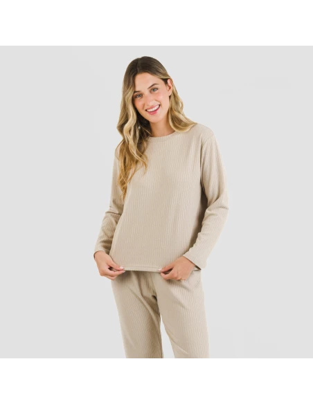 Pijama canalé Raya ancha lisa pijamas-largos-de-mujer