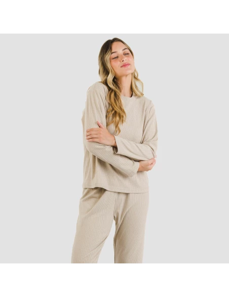 Pijama canalé Raya ancha lisa pijamas-largos-de-mujer