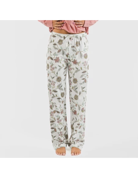 Pijama largo algodón Rosaura marsala pijamas-largos-de-mujer