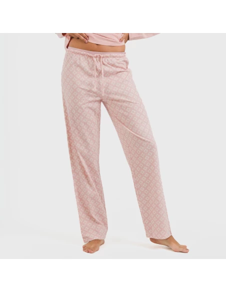 Pijama largo algodón Checo rosa pijamas-largos-de-mujer