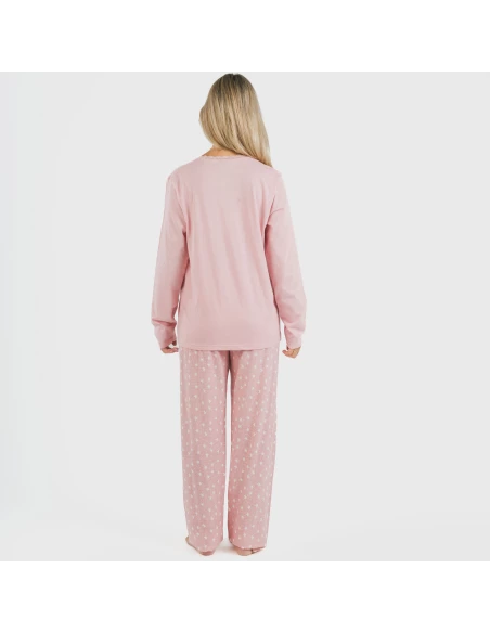 Pijama largo algodón Kim rosa pijamas-largos-de-mujer