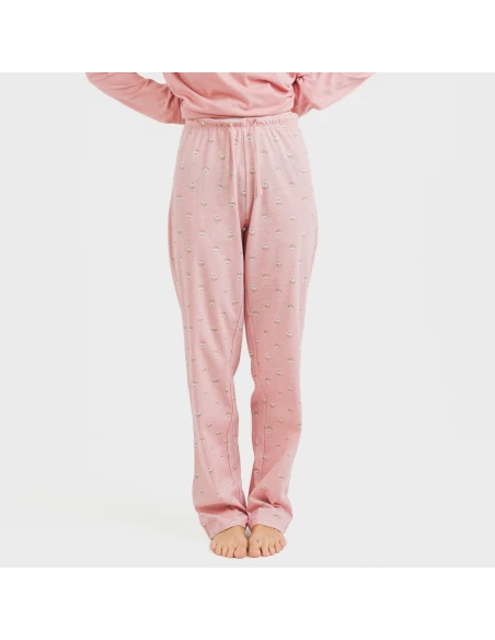 Pijama largo algodón Santi rosa pijamas-largos-de-mujer