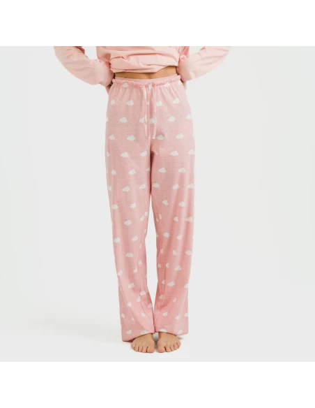 Pijama largo algodón Nubecita rosa pijamas-largos-de-mujer