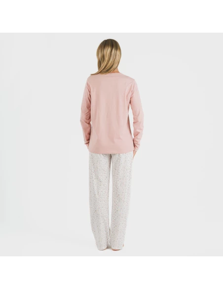 Pijama largo algodón Mijita rosa pijamas-largos-de-mujer