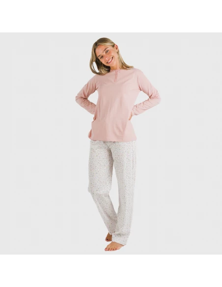 Pijama largo algodón Mijita rosa pijamas-largos-de-mujer