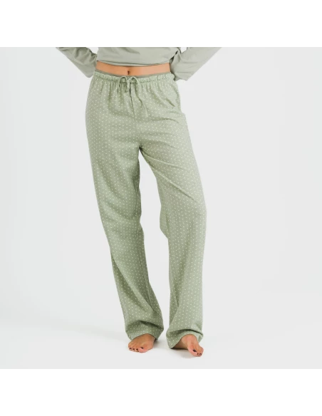 Pijama largo algodón Steve verde caceria pijamas-largos-de-mujer