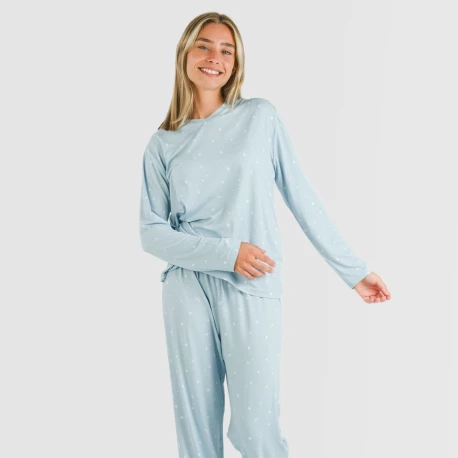 Pijama largo mujer soft Ambarina celeste pijamas-largos-de-mujer