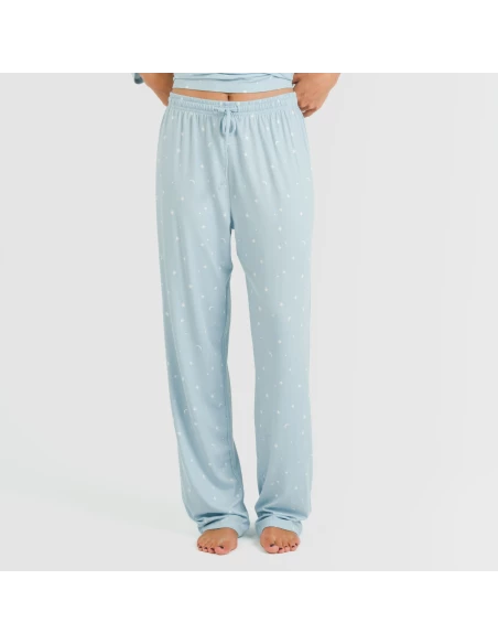 Pijama largo mujer soft Ambarina celeste pijamas-largos-de-mujer