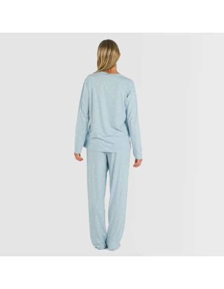 Pijama largo mujer soft Ambarina celeste pijamas-largos-de-mujer