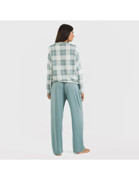 Pijama largo Secret mujer Cuadro Guima indigo pijamas-largos-de-mujer