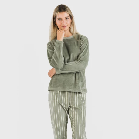 Pijama terciopelo Raya Astria verde cacería pijamas-de-invierno-de-mujer