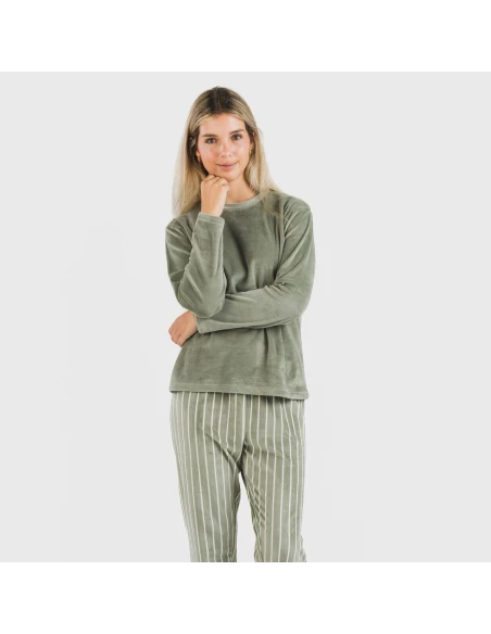 Pijama terciopelo Raya Astria verde cacería pijamas-de-invierno-de-mujer