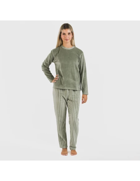 Pijama terciopelo Raya Astria verde cacería pijamas-de-invierno-de-mujer