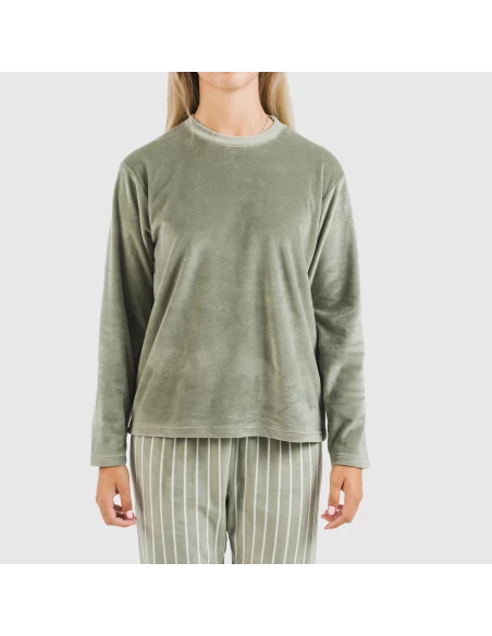 Pijama terciopelo Raya Astria verde cacería pijamas-de-invierno-de-mujer