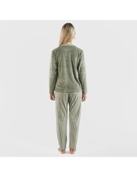 Pijama terciopelo Raya Astria verde cacería pijamas-de-invierno-de-mujer