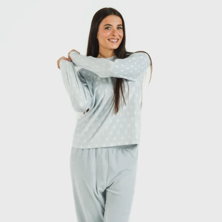 Pijama terciopelo Nemo celeste pijamas-de-invierno-de-mujer