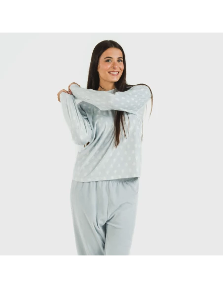 Pijama terciopelo Nemo celeste pijamas-de-invierno-de-mujer