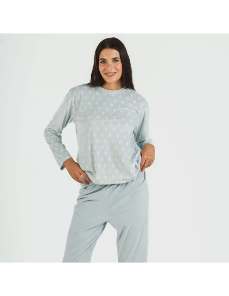 Pijama terciopelo Nemo celeste pijamas-de-invierno-de-mujer