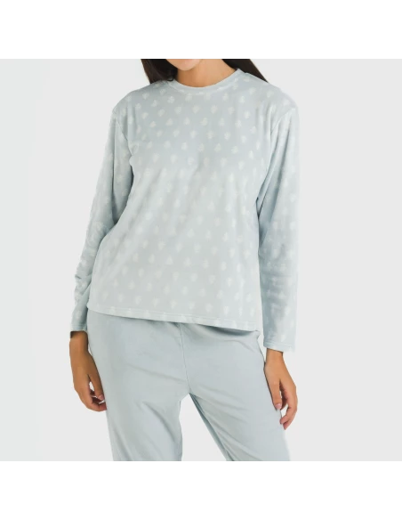 Pijama terciopelo Nemo celeste pijamas-de-invierno-de-mujer