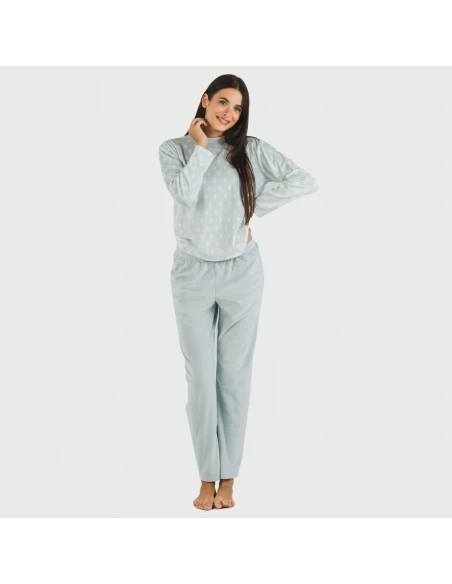 Pijama terciopelo Nemo celeste pijamas-de-invierno-de-mujer