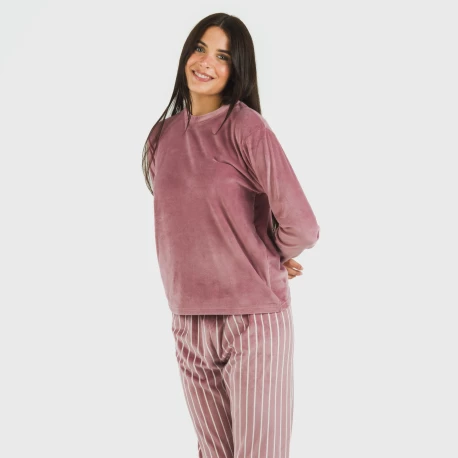 Pijama terciopelo Raya Astria malva rosa pijamas-de-invierno-de-mujer