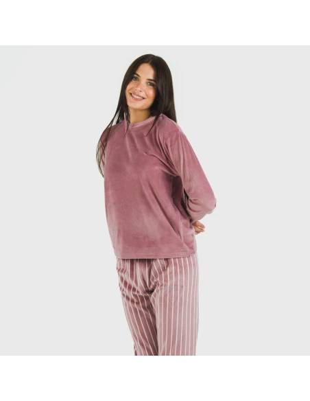 Pijama terciopelo Raya Astria malva rosa pijamas-de-invierno-de-mujer