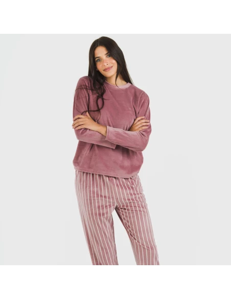 Pijama terciopelo Raya Astria malva rosa pijamas-de-invierno-de-mujer