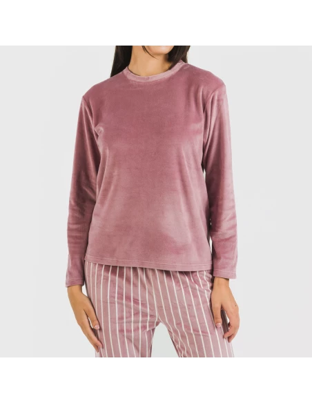 Pijama terciopelo Raya Astria malva rosa pijamas-de-invierno-de-mujer