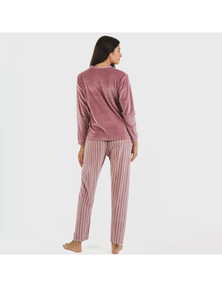 Pijama terciopelo Raya Astria malva rosa pijamas-de-invierno-de-mujer