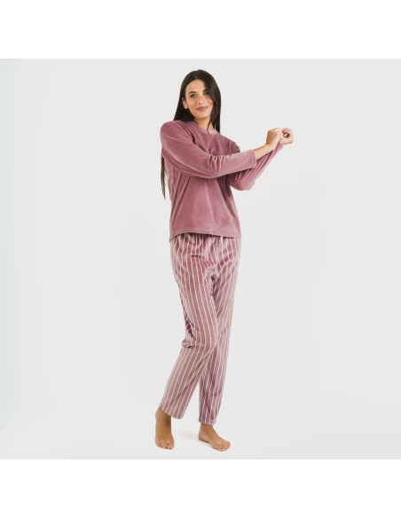 Pijama terciopelo Raya Astria malva rosa pijamas-de-invierno-de-mujer