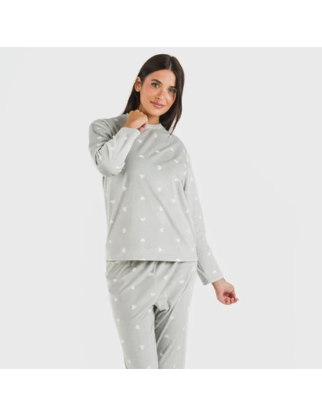 Pijama terciopelo Praga gris claro pijamas-de-invierno-de-mujer