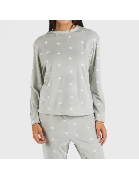 Pijama terciopelo Praga gris claro pijamas-de-invierno-de-mujer