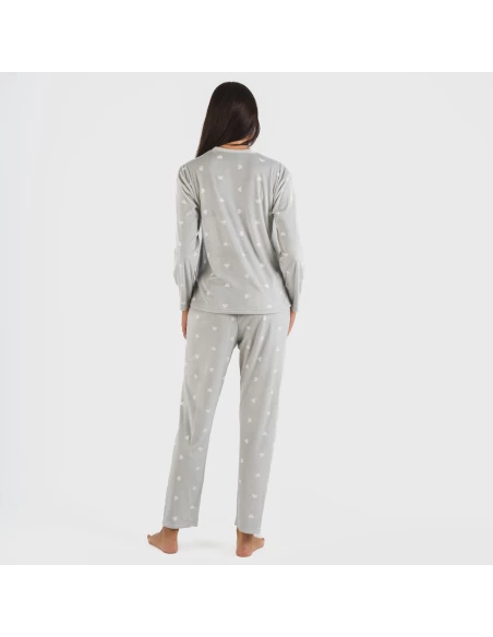 Pijama terciopelo Praga gris claro pijamas-de-invierno-de-mujer