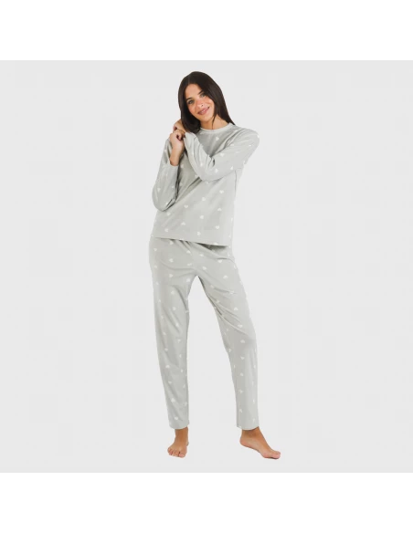 Pijama terciopelo Praga gris claro pijamas-de-invierno-de-mujer